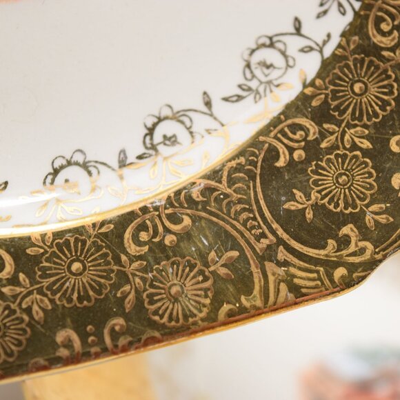 2 VTG Courting Couple Bread & Butter Dessert Plates Square 22 KT Gold Trim 6.5" - Picture 8 of 16